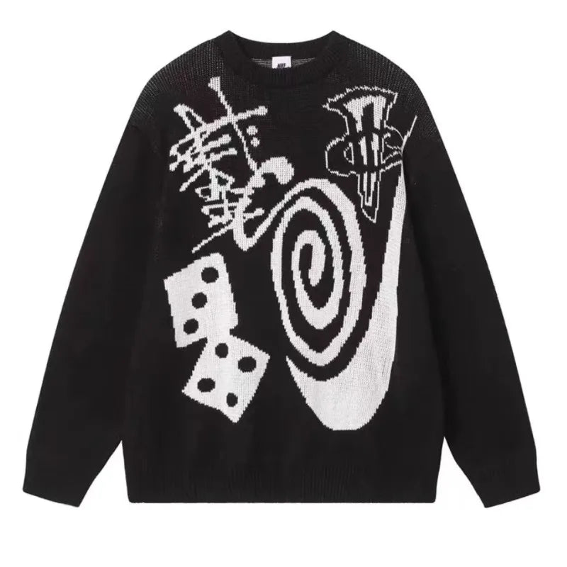 Hiphop punk mode casual letter gebreide heren trui 2025, straatpersoonlijkheid, veelzijdige top hoodie paar trendy losse trui